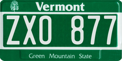 VT license plate ZXO877