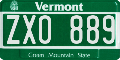 VT license plate ZXO889