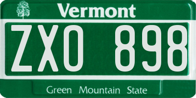 VT license plate ZXO898