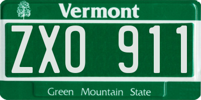 VT license plate ZXO911