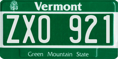 VT license plate ZXO921