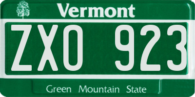 VT license plate ZXO923