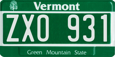 VT license plate ZXO931