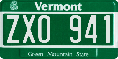 VT license plate ZXO941