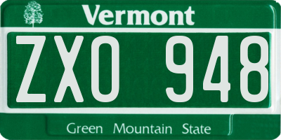 VT license plate ZXO948