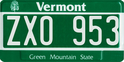 VT license plate ZXO953
