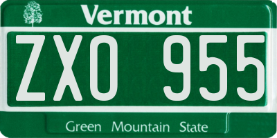 VT license plate ZXO955