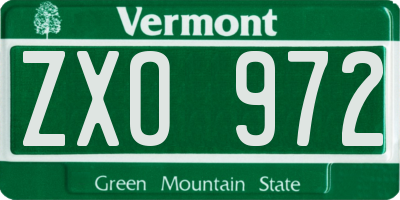 VT license plate ZXO972