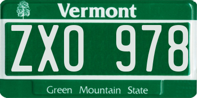 VT license plate ZXO978