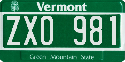 VT license plate ZXO981