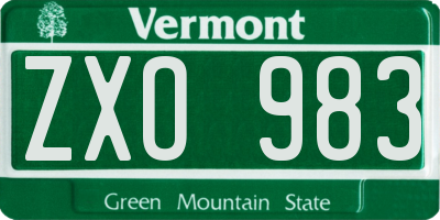 VT license plate ZXO983