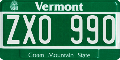 VT license plate ZXO990