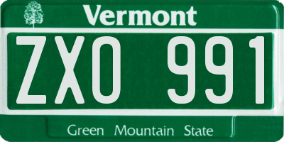 VT license plate ZXO991