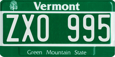 VT license plate ZXO995