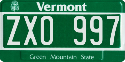 VT license plate ZXO997