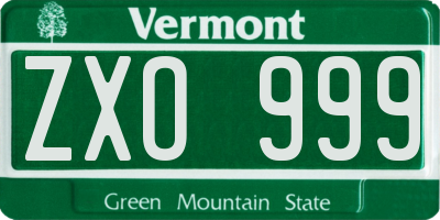 VT license plate ZXO999