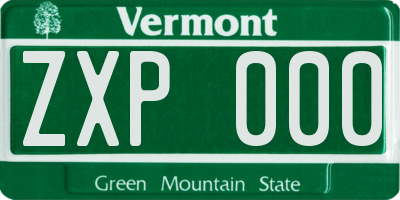 VT license plate ZXP000