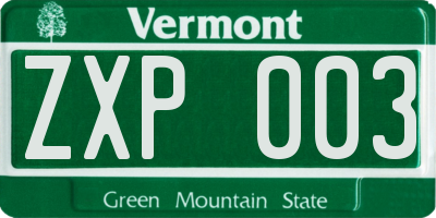 VT license plate ZXP003