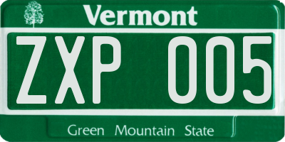 VT license plate ZXP005