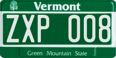VT license plate ZXP008