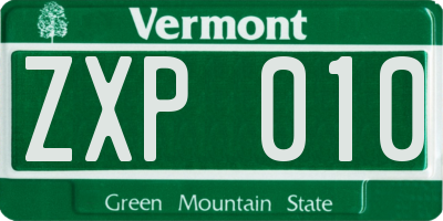 VT license plate ZXP010