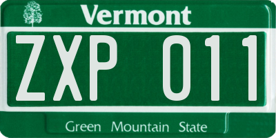VT license plate ZXP011