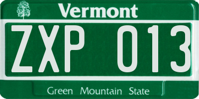 VT license plate ZXP013