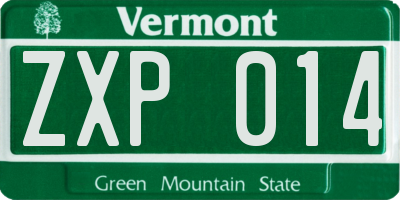 VT license plate ZXP014