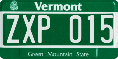 VT license plate ZXP015