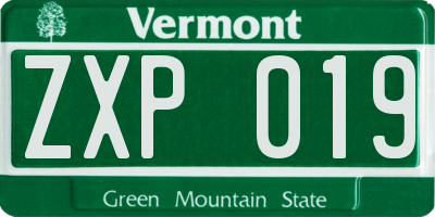 VT license plate ZXP019