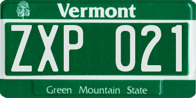 VT license plate ZXP021