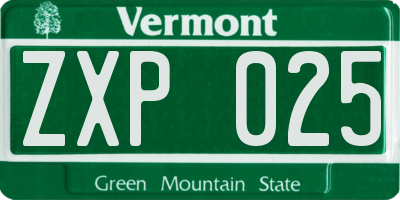 VT license plate ZXP025