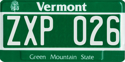 VT license plate ZXP026