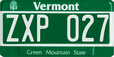 VT license plate ZXP027