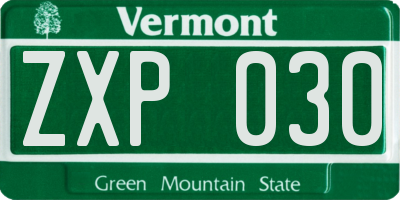 VT license plate ZXP030
