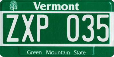 VT license plate ZXP035