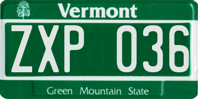 VT license plate ZXP036
