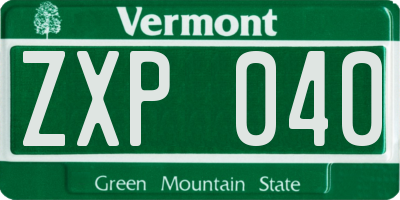 VT license plate ZXP040