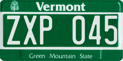 VT license plate ZXP045