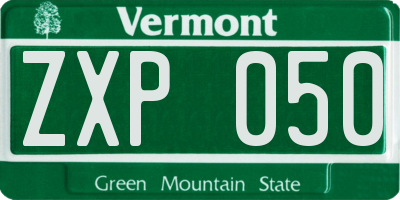 VT license plate ZXP050