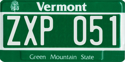 VT license plate ZXP051
