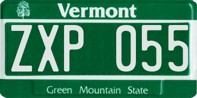 VT license plate ZXP055