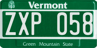 VT license plate ZXP058