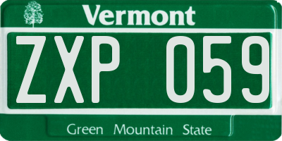 VT license plate ZXP059