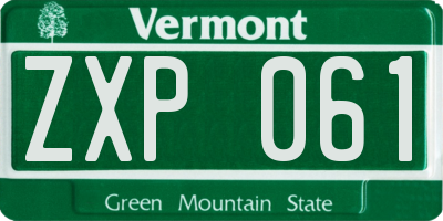 VT license plate ZXP061