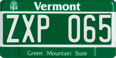 VT license plate ZXP065