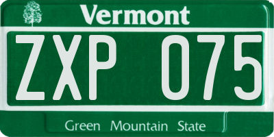VT license plate ZXP075