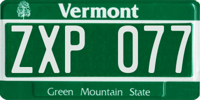 VT license plate ZXP077