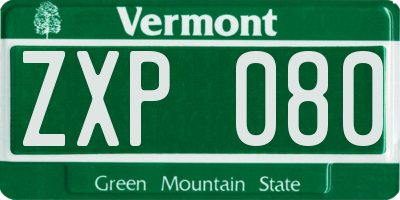 VT license plate ZXP080