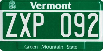 VT license plate ZXP092